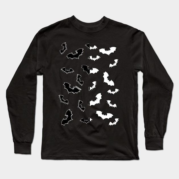 Split-Color Bats Long Sleeve T-Shirt by Jan Grackle